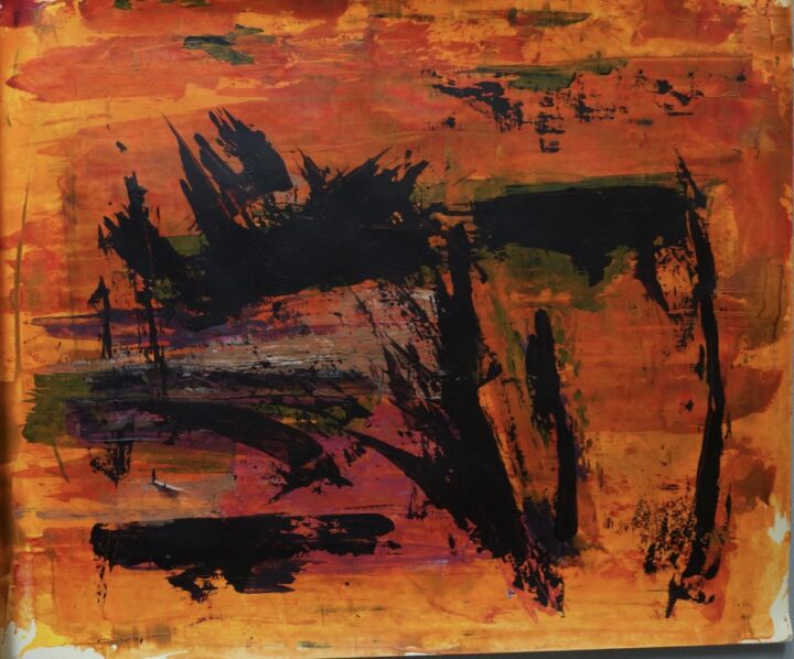 schwarz-gold-rot acryl:papier 50×60 2019